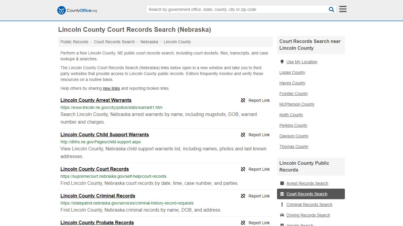 Lincoln County Court Records Search (Nebraska) - County Office